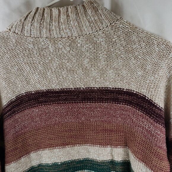 Melrose And Market Women's XXS Beige Red Green Striped Oversized Sweater - Picture 8 of 10
